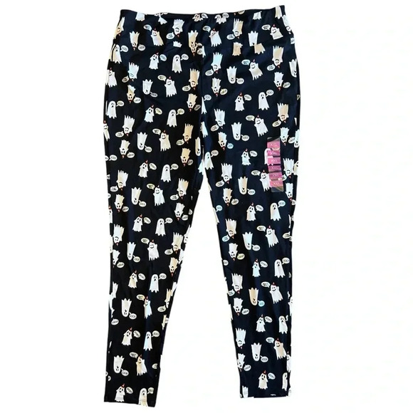 Feeling Festive Halloween Jet Black Ghost Leggings - Picture 9 of 9